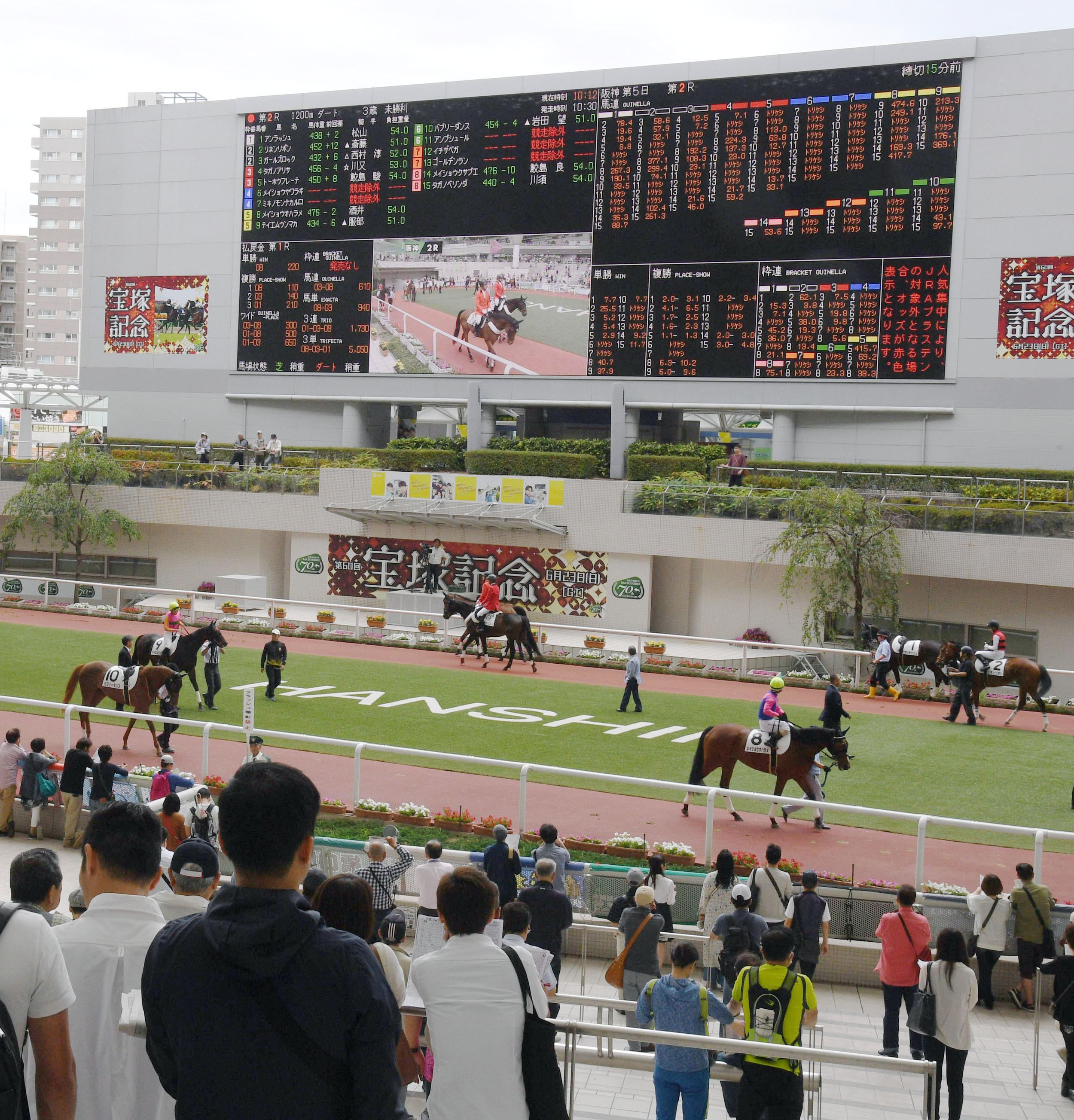 阪神競馬場のパドックでも競走除外馬が表示された（撮影・渦原淳）